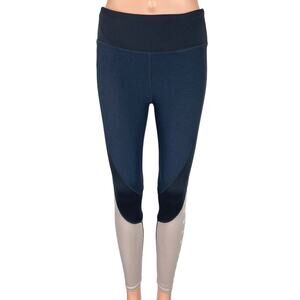 H&M Blue White Colorblock Mid Rise Pull On Elastic Waist Athletic Leggings Sz S